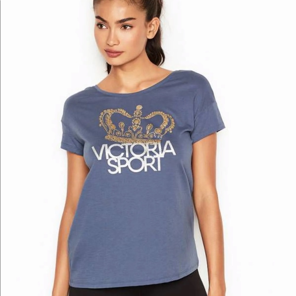 Scoop Back Tee - Graphic Navy Blue